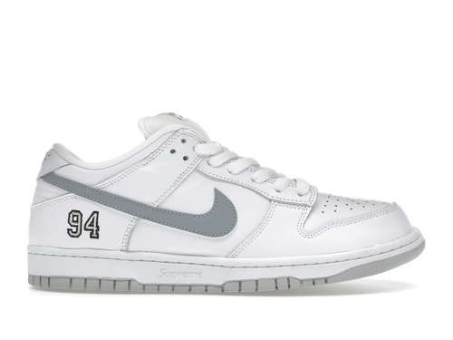 Nike SB Dunk Low Supreme 94 White Metallic Silver