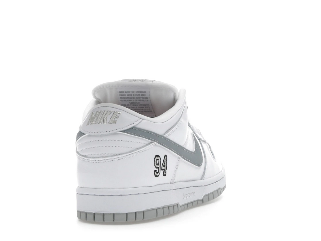 Nike SB Dunk Low Supreme 94 White Metallic Silver
