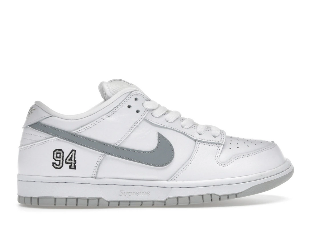 Nike SB Dunk Low Supreme 94 White Metallic Silver
