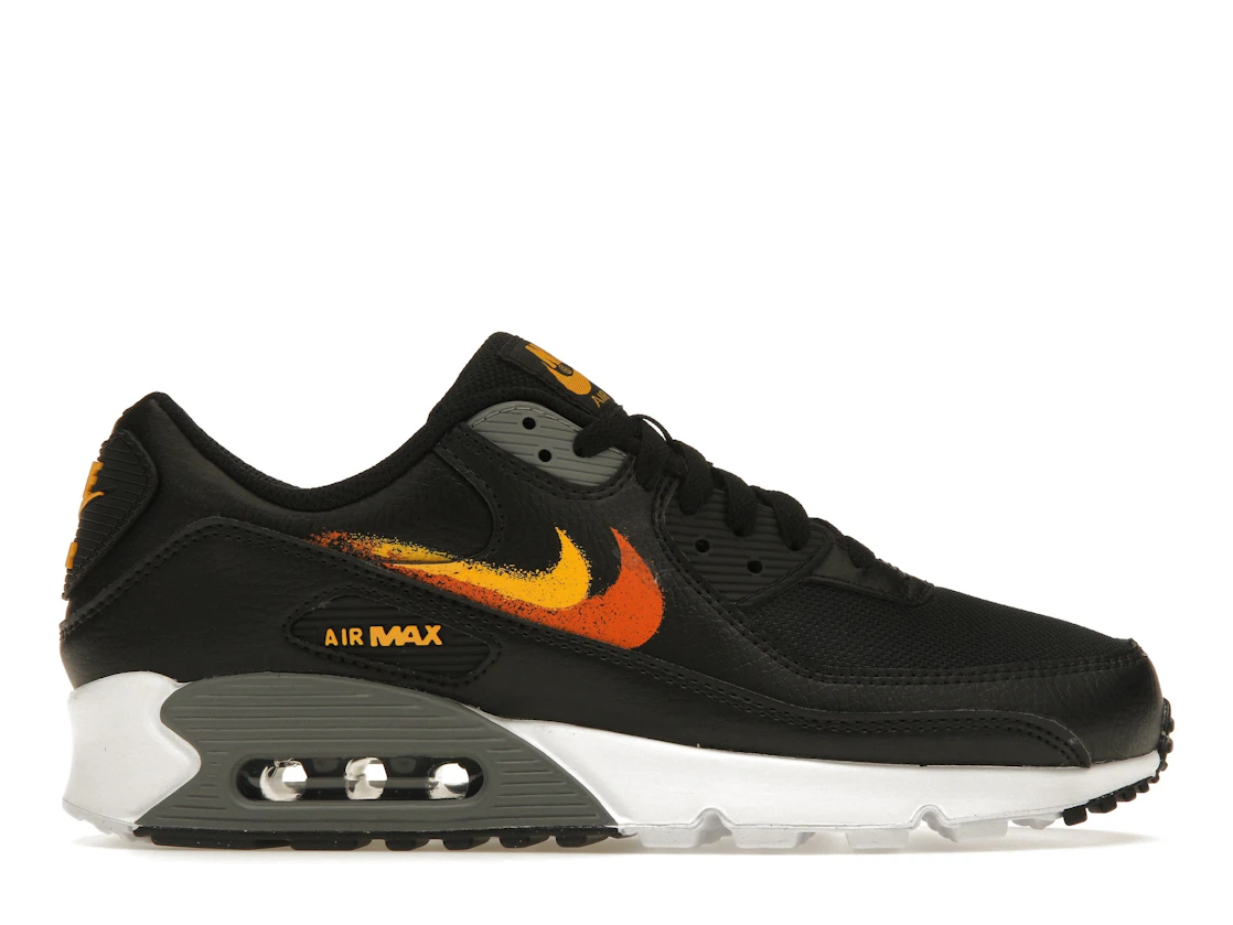 Nike Air Max 90 Spray Paint Swoosh Black University Gold