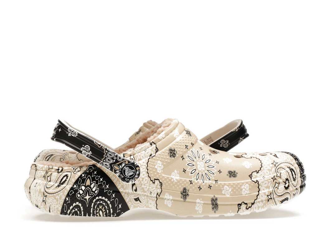 Crocs Classic Fleece Lined Clog Bandana Black White Chai