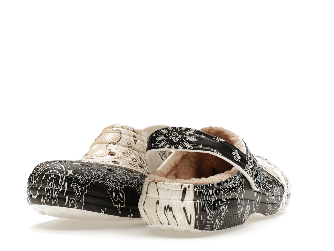 Crocs Classic Fleece Lined Clog Bandana Black White Chai