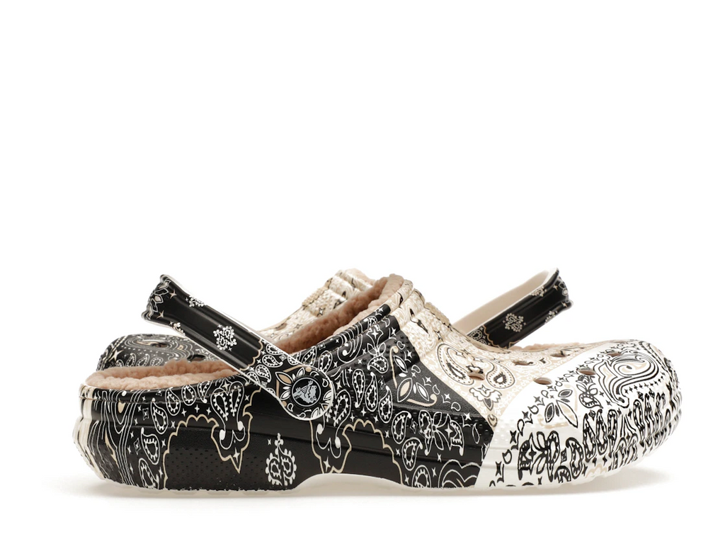 Crocs Classic Fleece Lined Clog Bandana Black White Chai