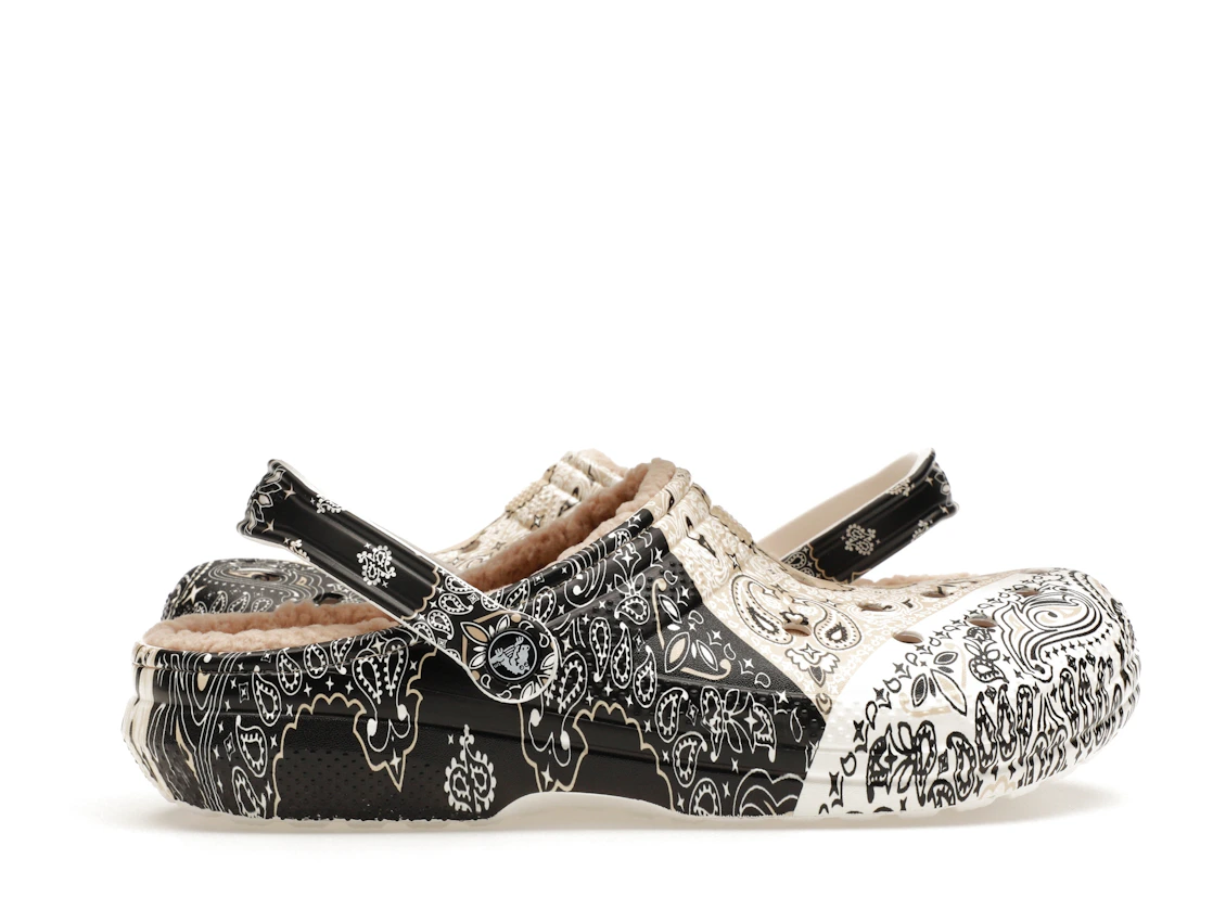 Crocs Classic Fleece Lined Clog Bandana Black White Chai