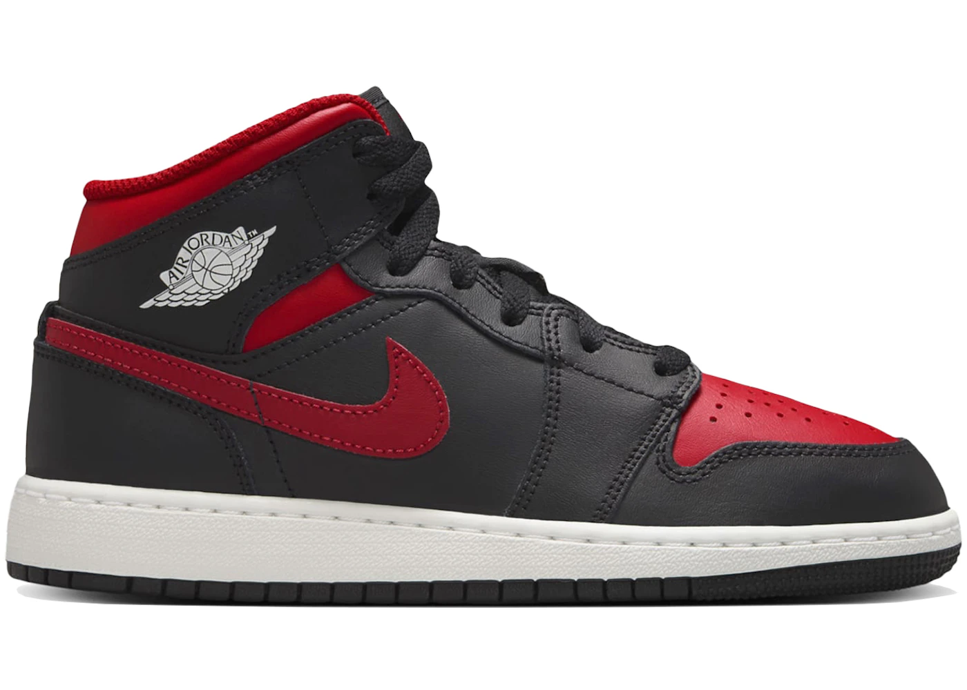 Jordan 1 Mid Black Summit White Varsity Red (GS)