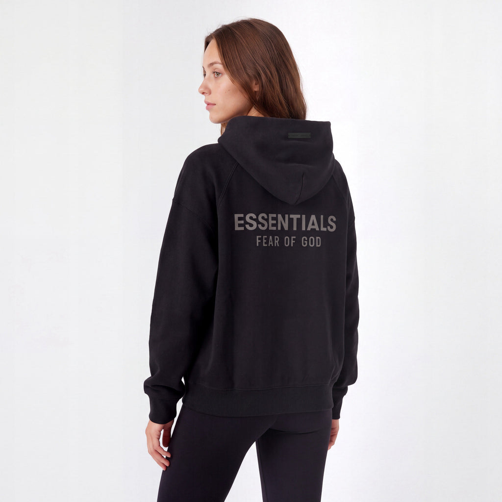Fear of God Essentials Classic S25 Zip-Up Hoodie Glossy Jet Black ADONIO