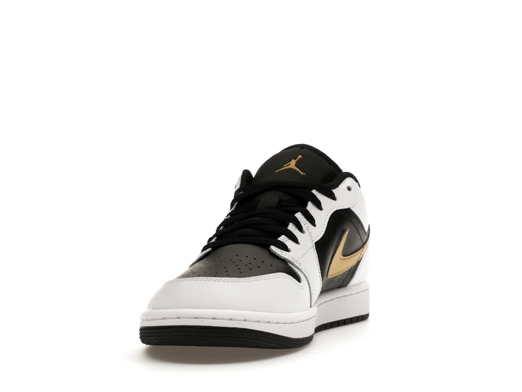 Jordan 1 Low White Black Metallic Gold Swoosh