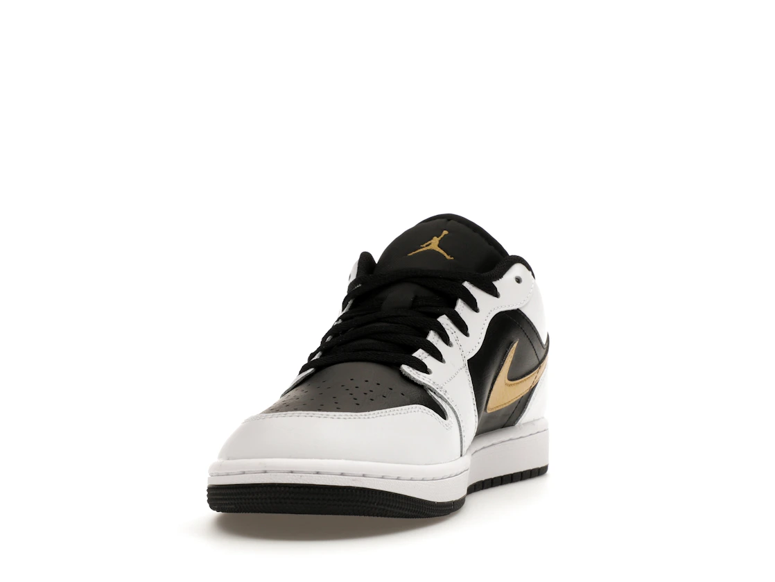 Jordan 1 Low White Black Metallic Gold Swoosh