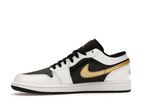 Jordan 1 Low White Black Metallic Gold Swoosh