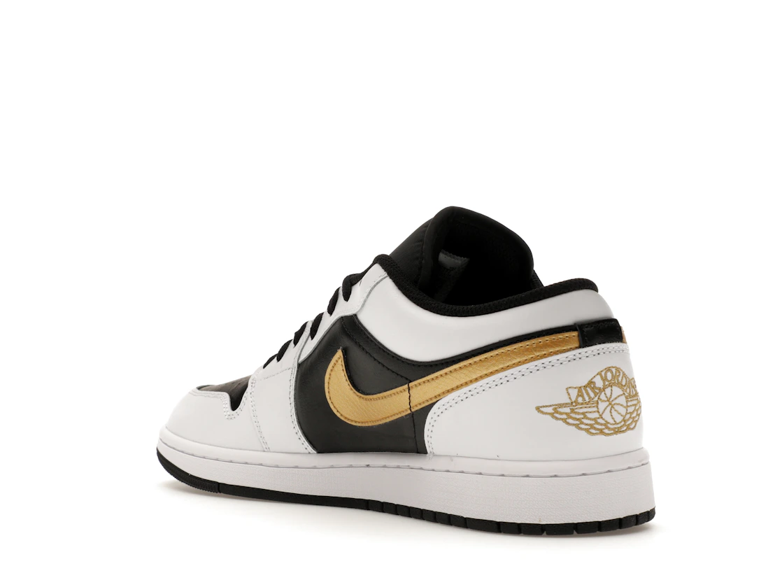 Jordan 1 Low White Black Metallic Gold Swoosh