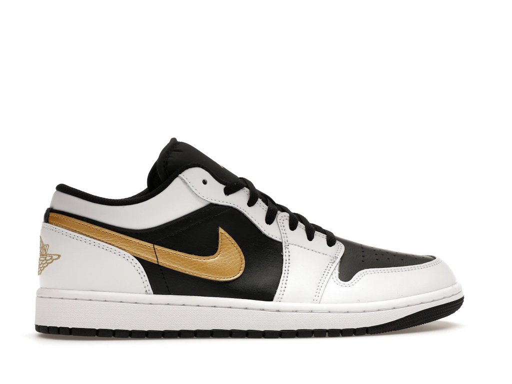 Jordan 1 Low White Black Metallic Gold Swoosh