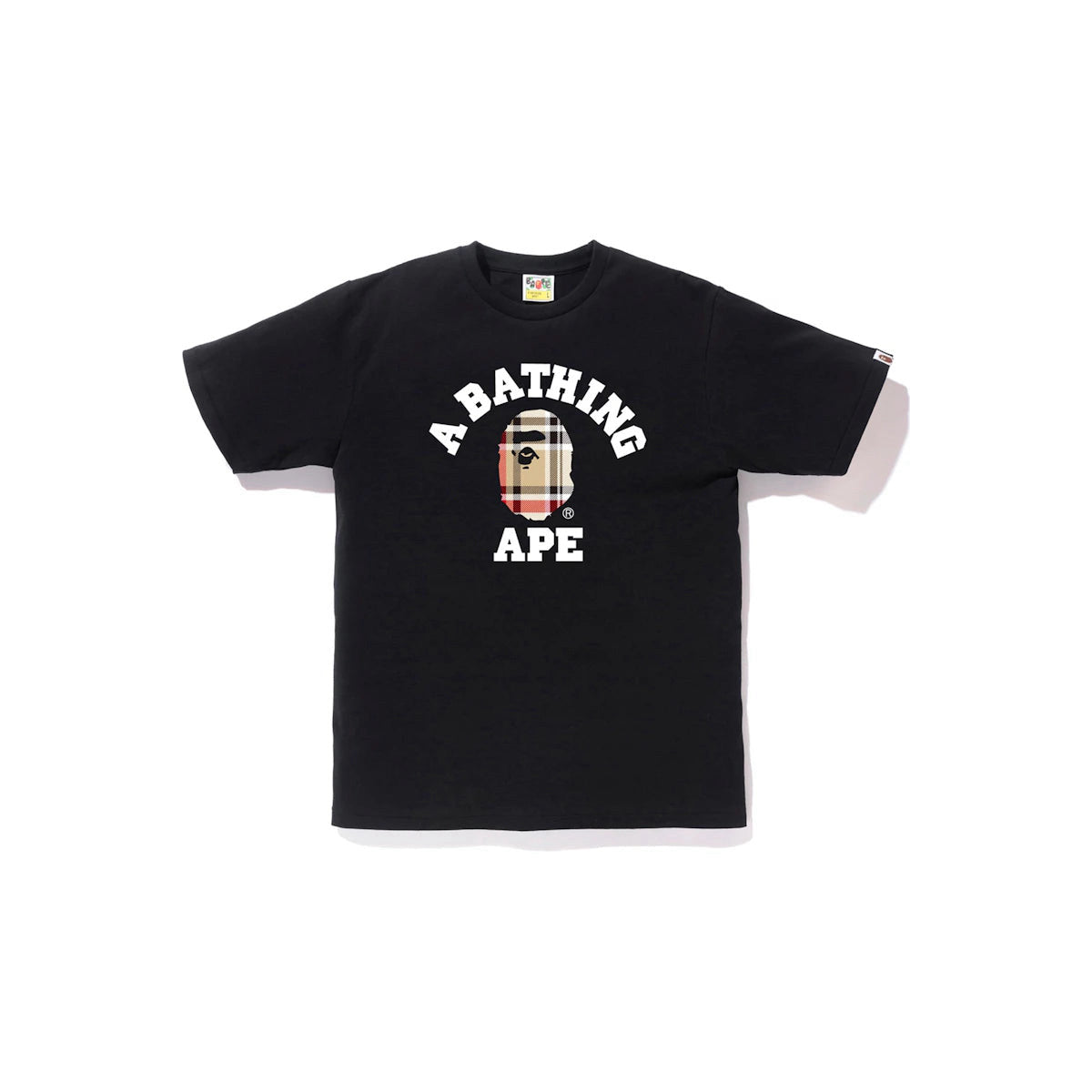 tričko BAPE Check College T-Shirt Black/Beige ADONIO