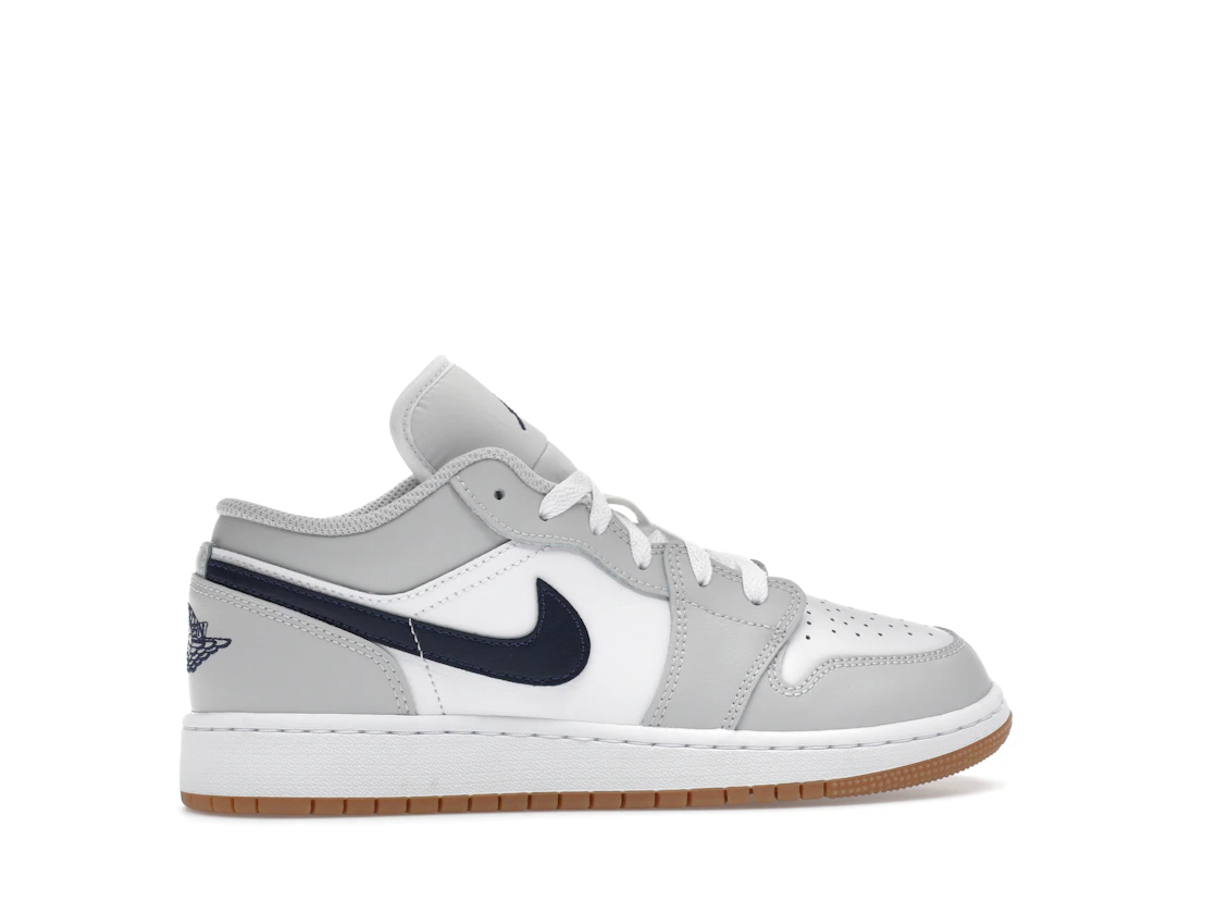 Jordan 1 Low White Neutral Grey Gum Midnight Navy (GS)
