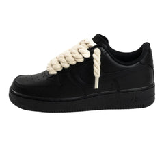 Nike Air Force 1 Black Low 07 Rope Laces Beige