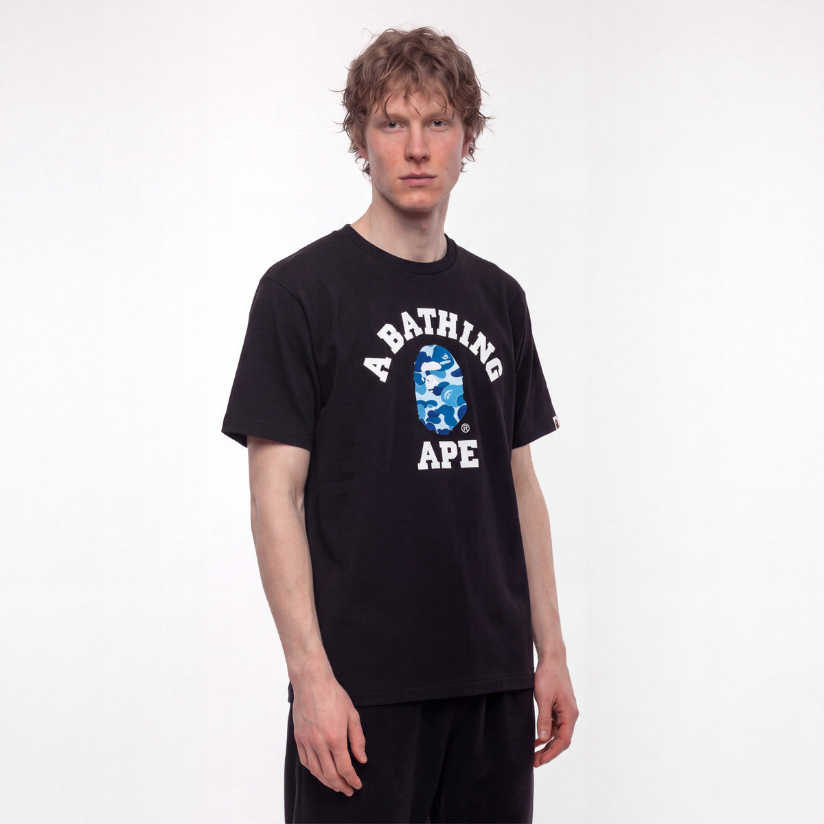 tričko BAPE ABC Camo College T-Shirt Black/Blue ADONIO