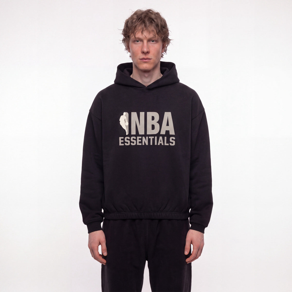 Fear of God Essentials NBA Hoodie (SS25) Black Grey ADONIO