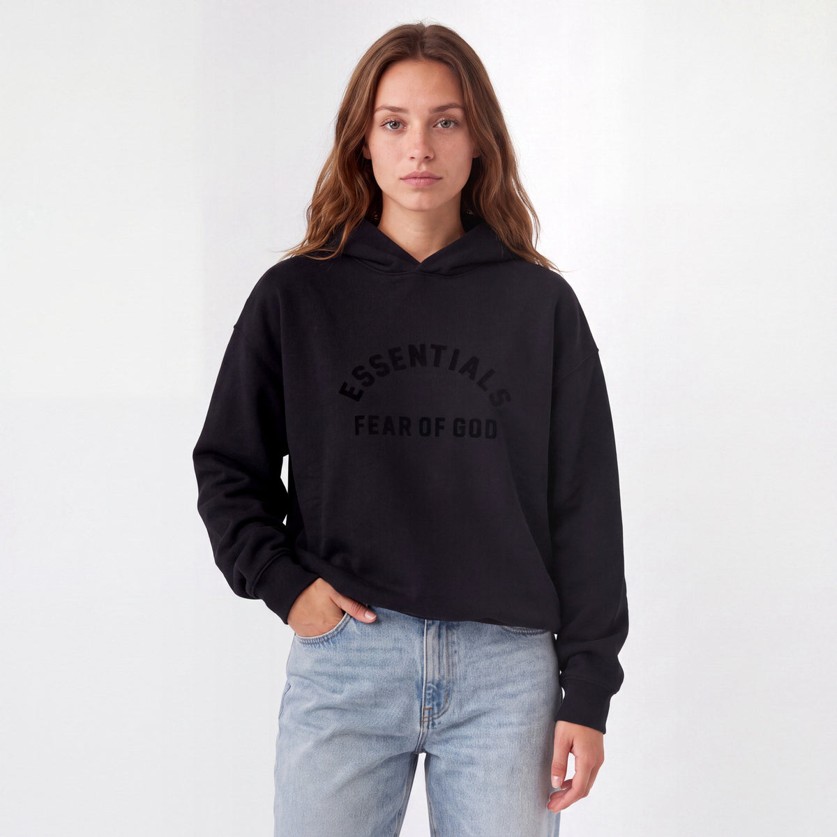Fear of God Essentials Arch Logo Hoodie Jet Black 192SP232050F ADONIO