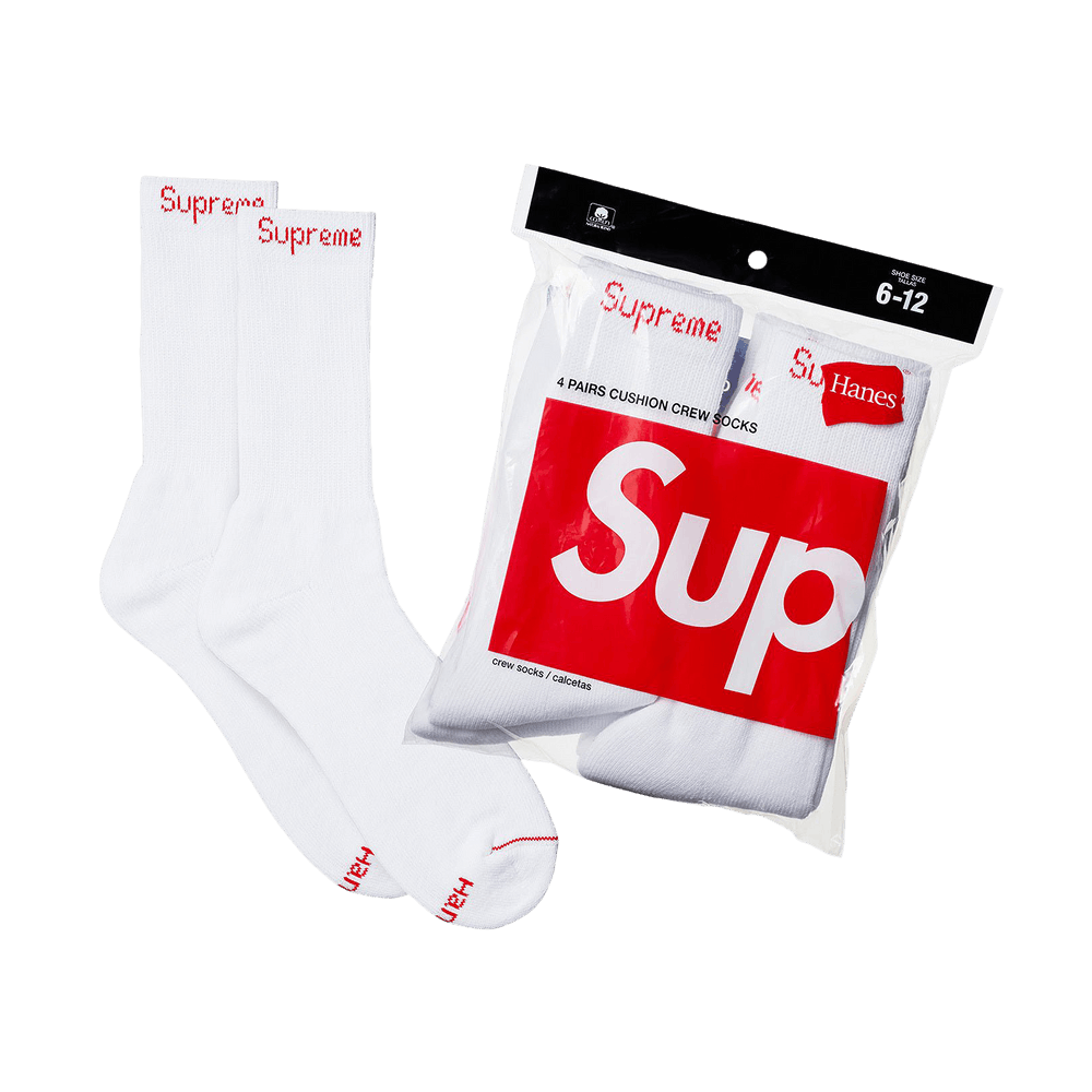 Supreme x Hanes Crew Socks White
