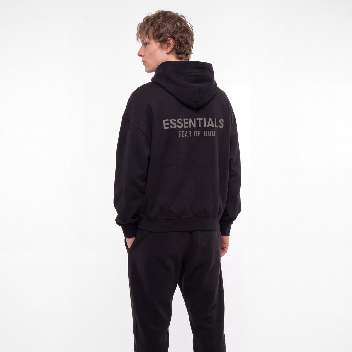 Fear of God Essentials Classic S25 Zip-Up Hoodie Glossy Jet Black ADONIO