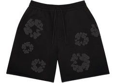 Denim Tears Faded Mono Cotton Wreath Sweatshorts Black