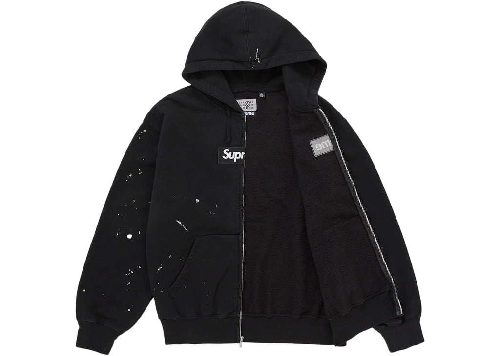Supreme MM6 Maison Margiela Box Logo Zip Up Hooded Sweatshirt Black ADONIO