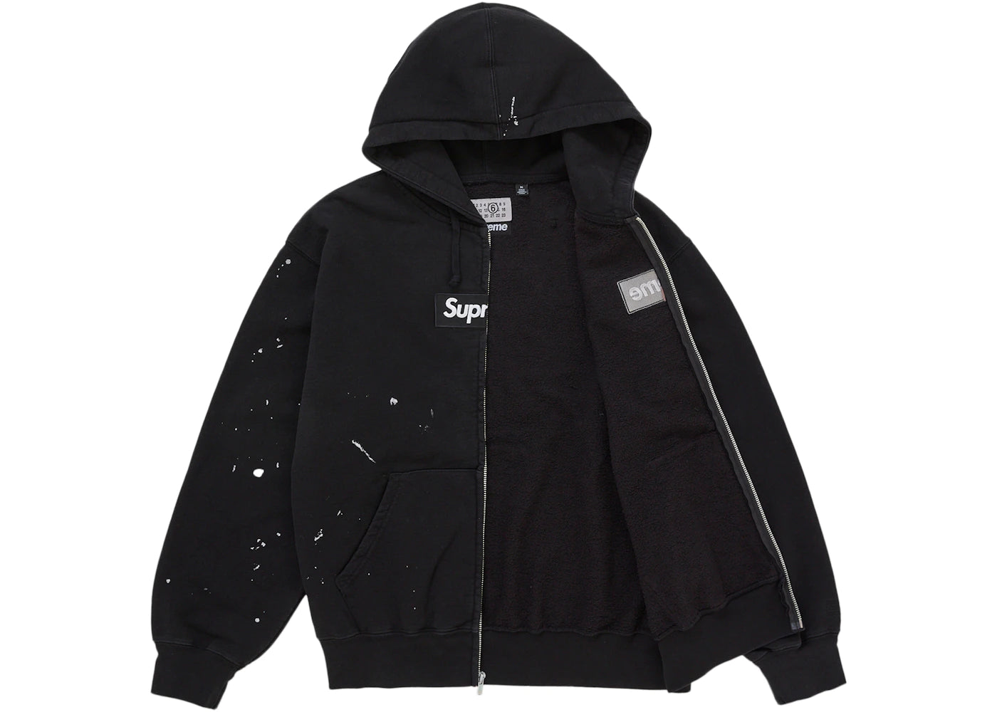 Supreme MM6 Maison Margiela Box Logo Zip Up Hooded Sweatshirt Black ADONIO