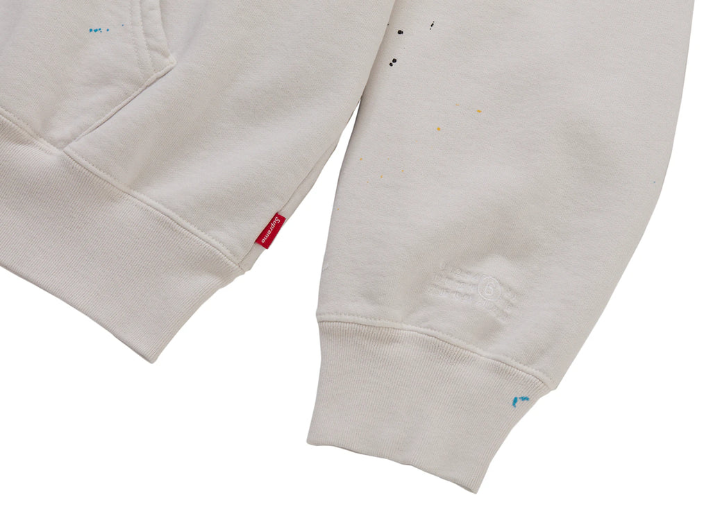 Supreme MM6 Maison Margiela Box Logo Zip Up Hooded Sweatshirt White ADONIO