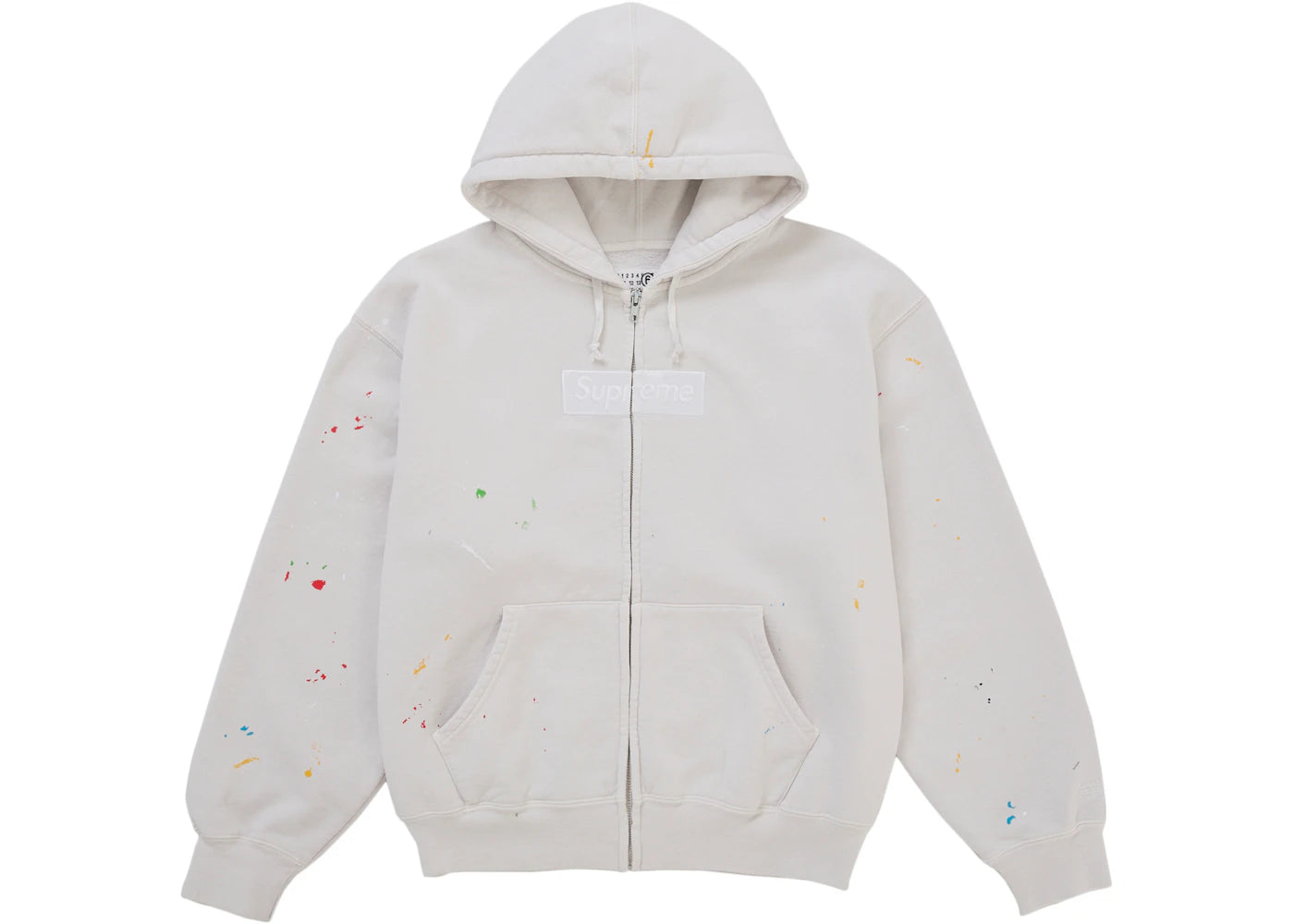 Supreme MM6 Maison Margiela Box Logo Zip Up Hooded Sweatshirt White ADONIO