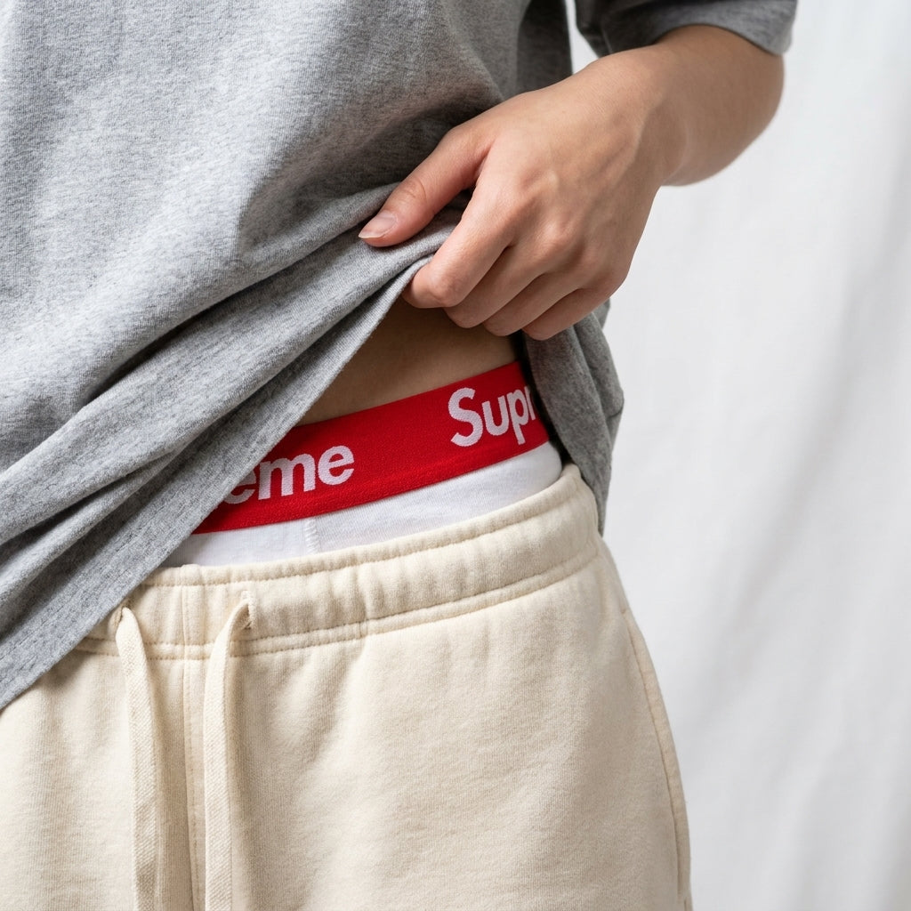 Supreme Hanes Boxer Briefs White – detail gumy, kraťasy