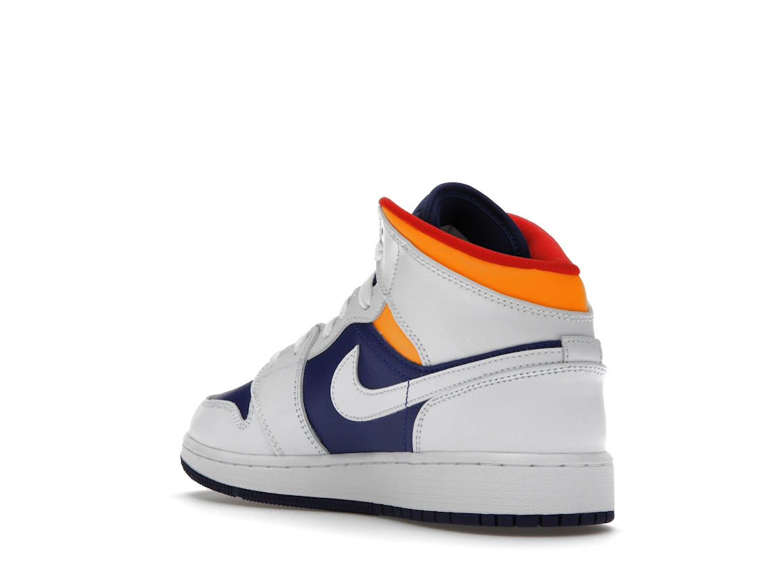 Jordan 1 Mid White Laser Orange Deep Royal Blue (GS)