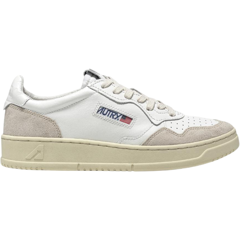 Autry Medalist Leather Low White Beige Suede (W)